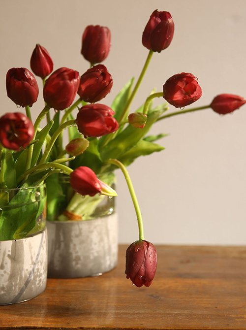 PVC silk tulip arrangement flowers 44cm tall